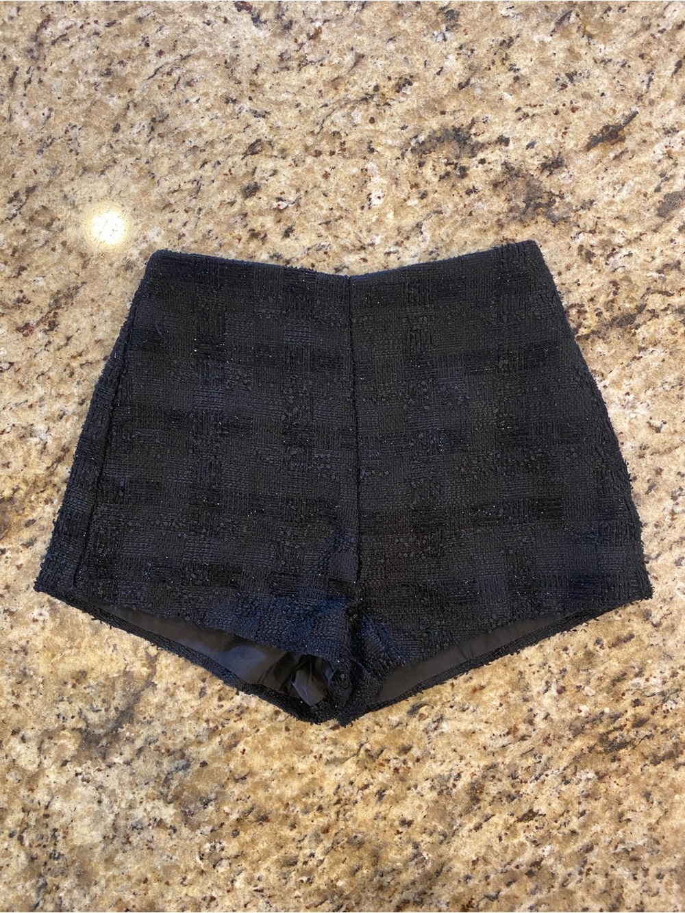 Black Tweed Glitter High-Waist Women’s Shorts